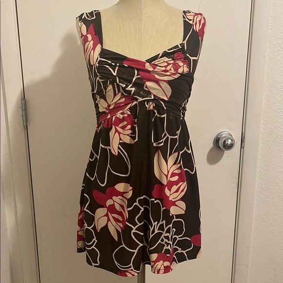 Moa Moa Tops - Moa Moa Pink and Brown Patterned Top